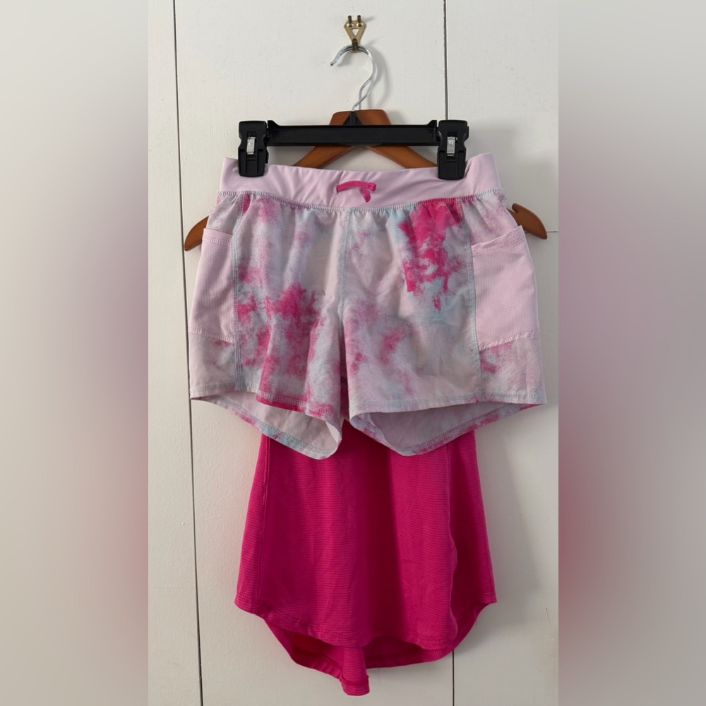 Champion Pink Athletic Tank & Tek Gear Shorts (Girls L 10/12)